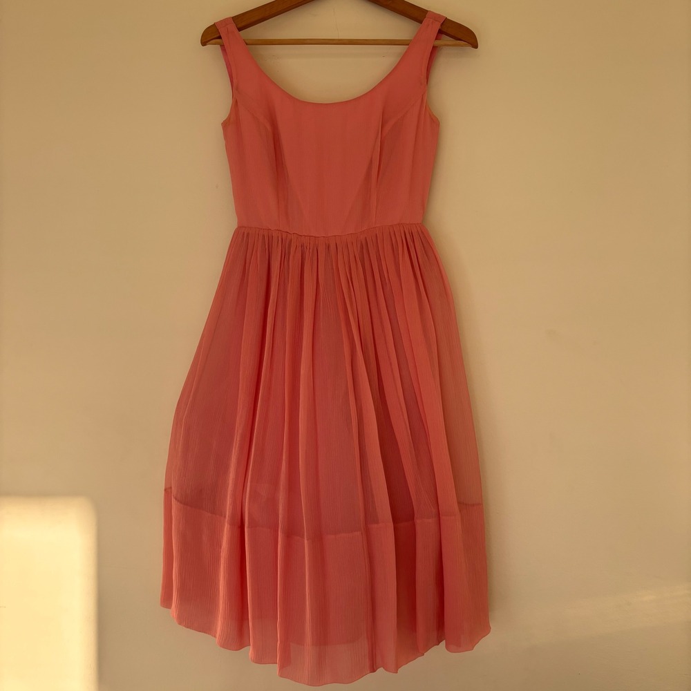 Vintage J Crew Circle Skirt Tulle Cocktail Bridesmaids Pink Dress Size 0